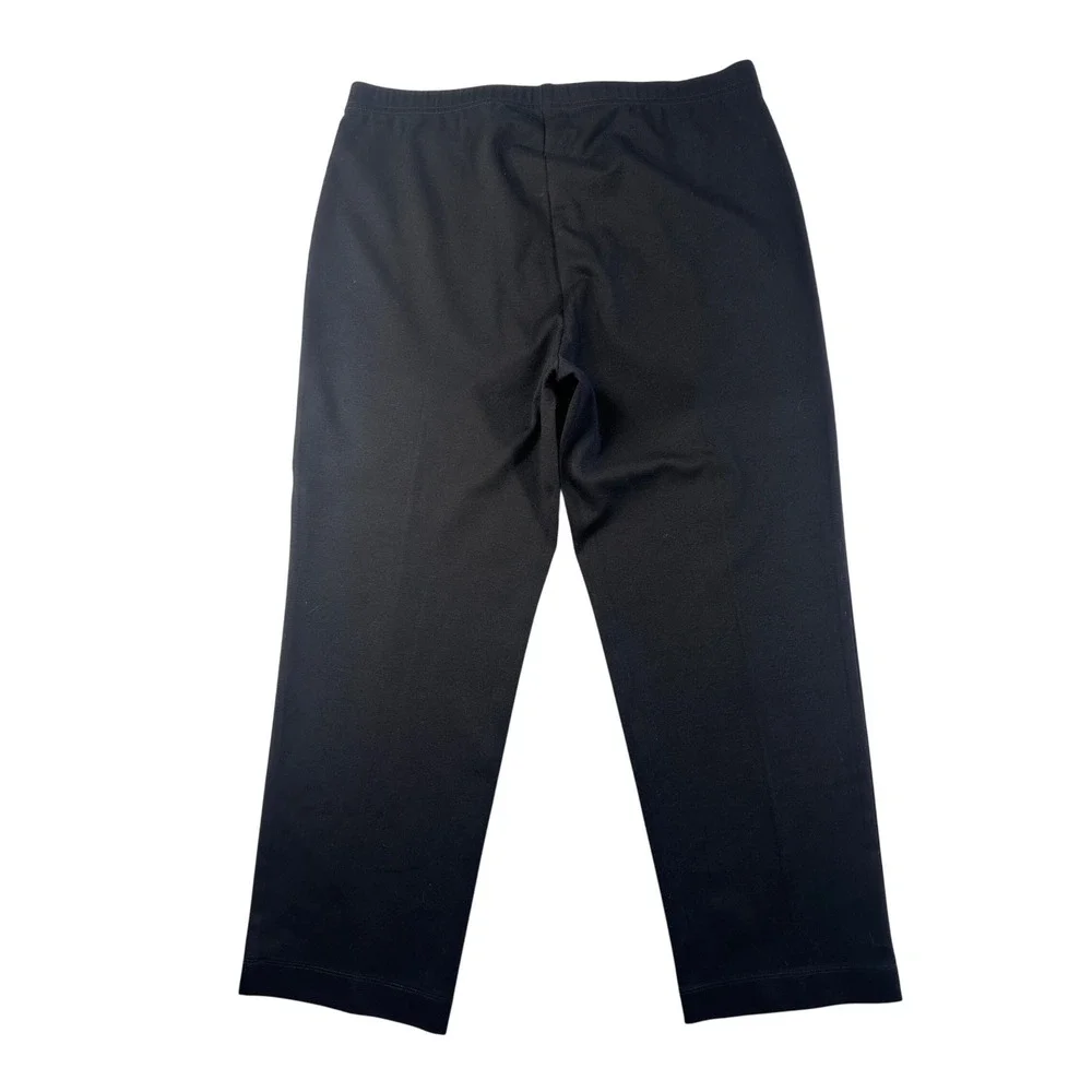 St John Caviar Black Pintuck Pull On Pants Womens 14 High Rise Stretch Trousers‎